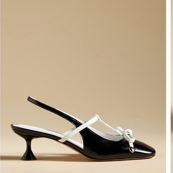 Maeve Shoes - Maeve Black and White Kitten Heel Slingbacks